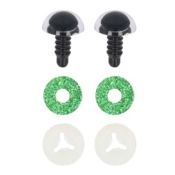 Блестящи 3Д очички за плетени играчки двуцветни 10мм