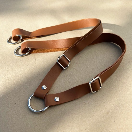 PU leather backpack handles with rings PU leather backpack handles with rings