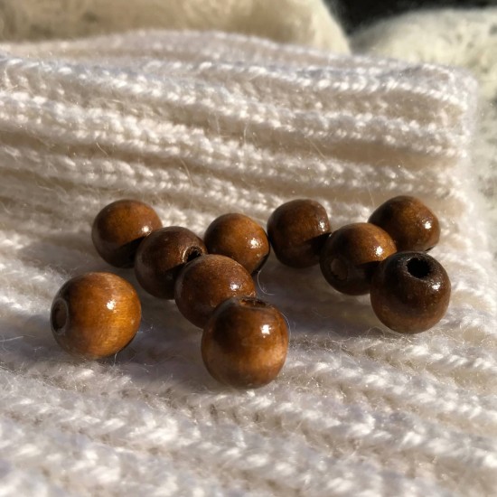 Дървени топчета 10мм кафяви 10 броя