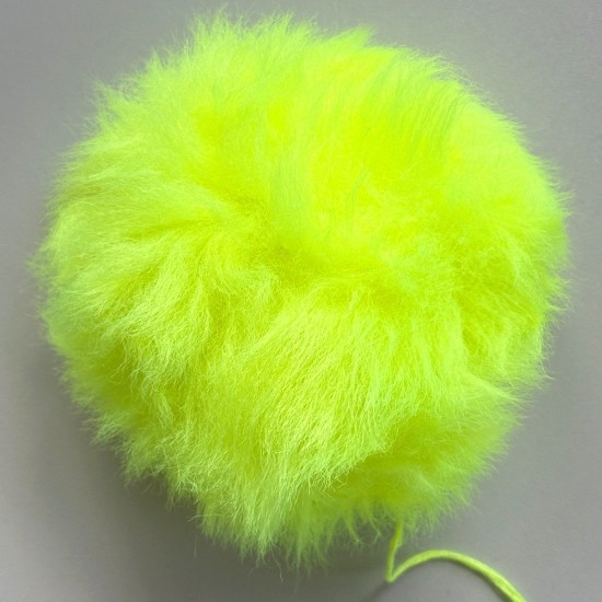 Пом пон от еко кожа с косъм лукс неон