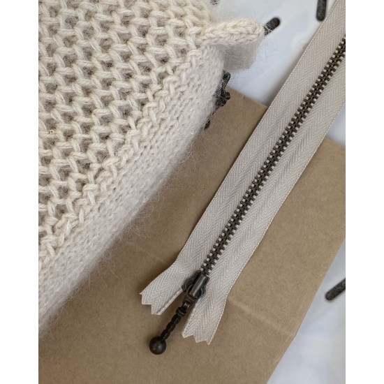 Antique brass metal zipper, divisible 35cm