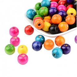 Дървени мъниста 7мм цветни 30 броя