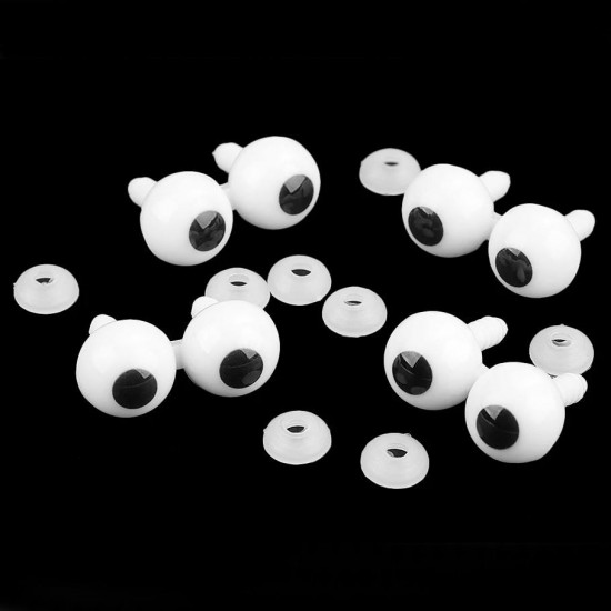 Очички за плетени играчки бели с черен ирис 16х33мм Очички за плетени играчки бели с черен ирис 16х33мм