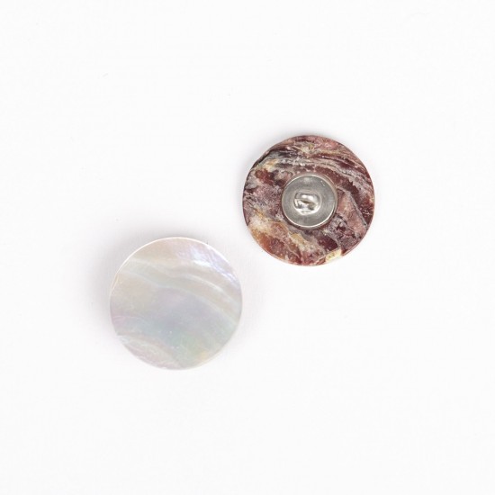 Drops button Loop Mother of pearl 20mm white