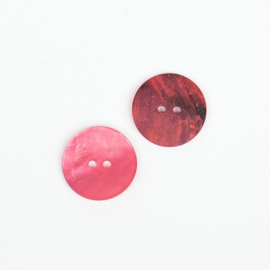 Drops button Mother of pearl 20mm red