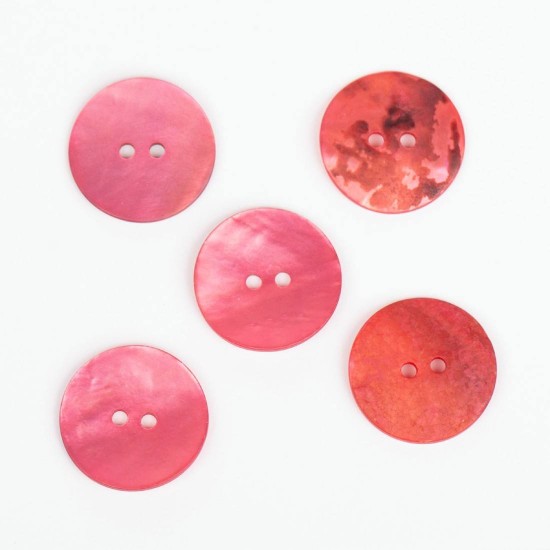 Drops button Mother of pearl 20mm red