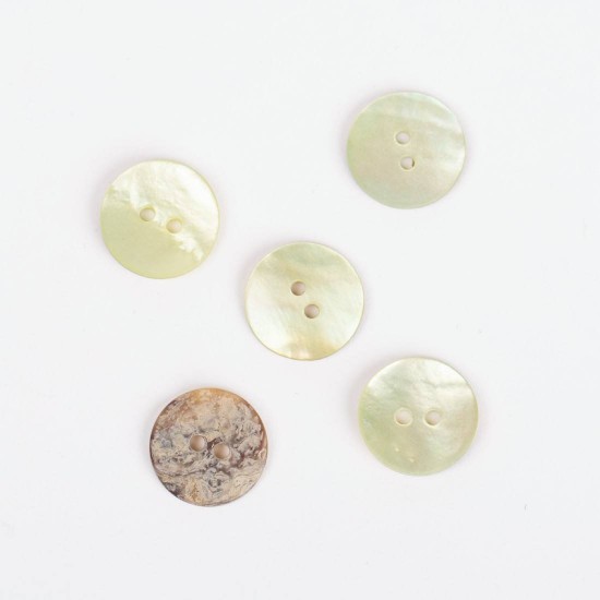 Drops button Mother of pearl 15mm - green