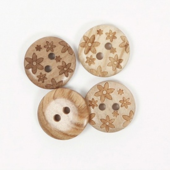Button with flowers motif 15mm