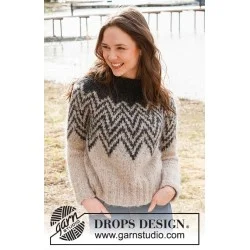 Сет за плетиво: Пуловер Inverted Peaks от DROPS Design