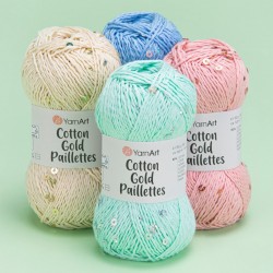 Котон Голд Пайети - ефектна прежда с пайети